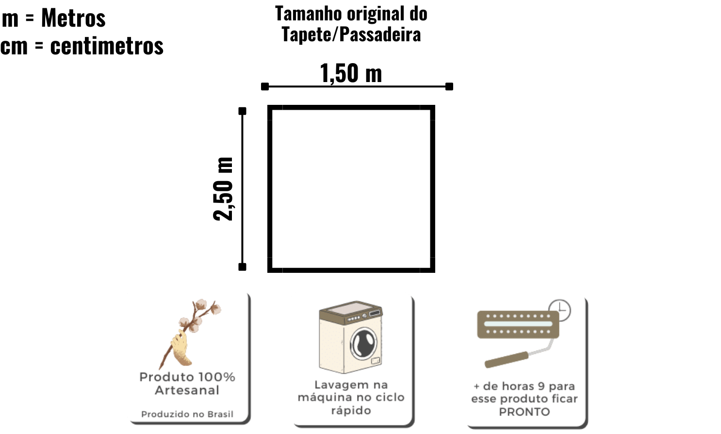 Tapete Bordado Lines Algodão - 1,50x2,50