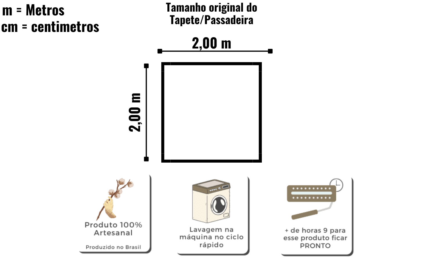 Tapete Ondas de algodão  2,00x2,00